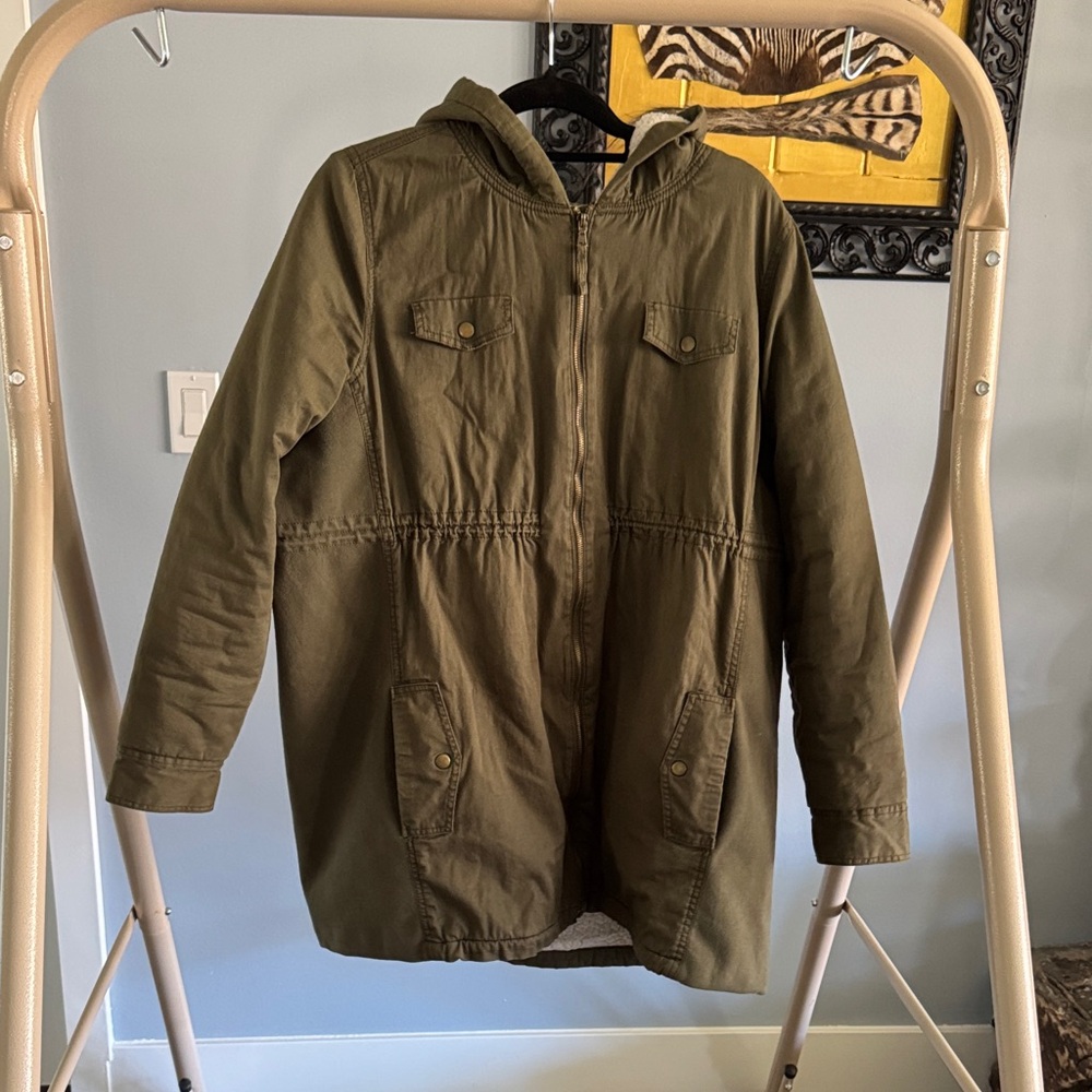 Maternity Khaki Hooded Coat